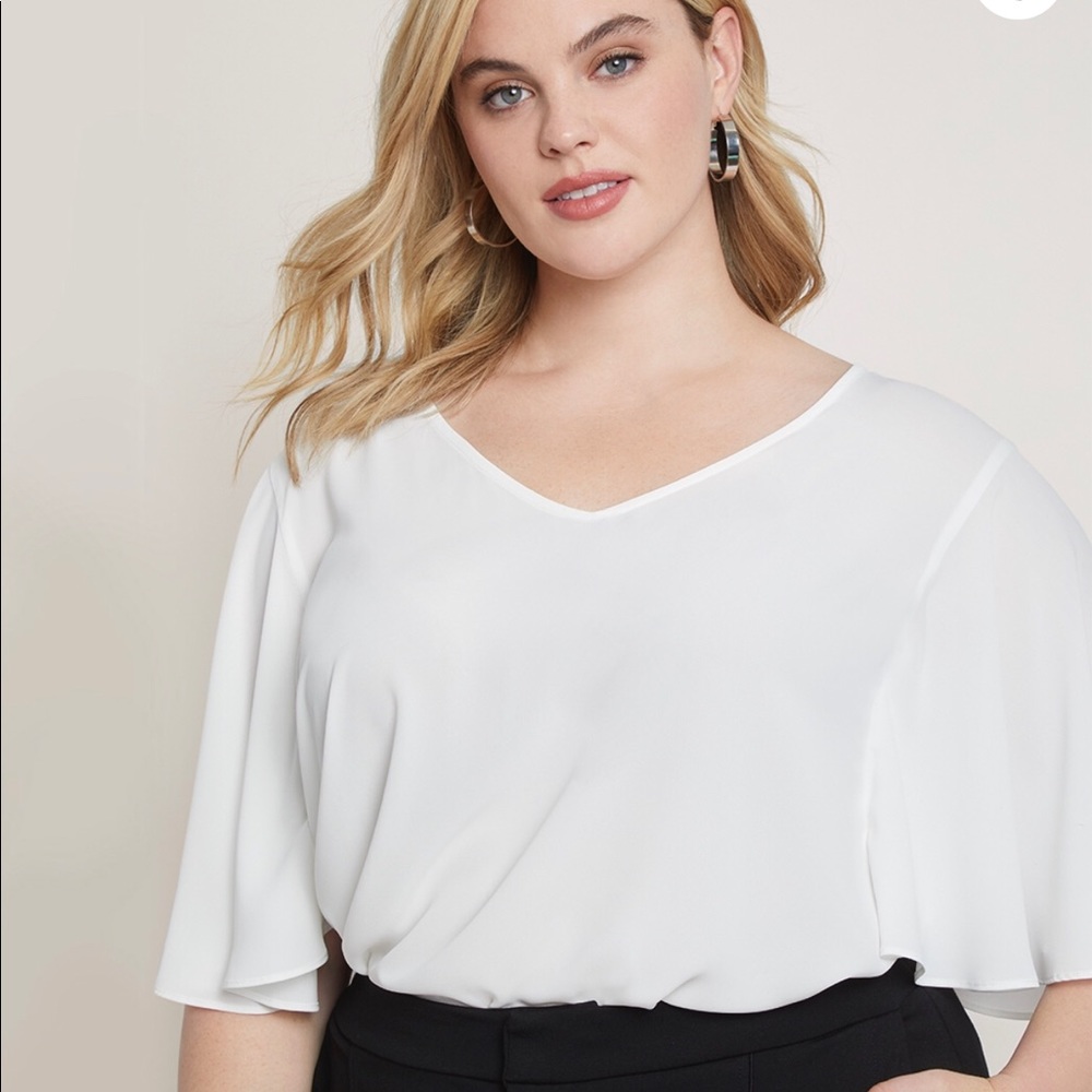Eloquii Audrea Flutter Sleeve Blouse